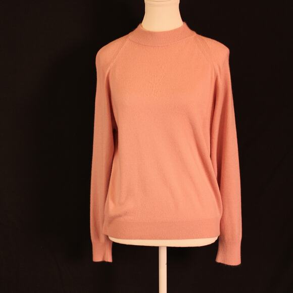 Designers Originals Petite Large, Pink Mock Neck, Back Zip Super Soft Sweater - Picture 1 of 10